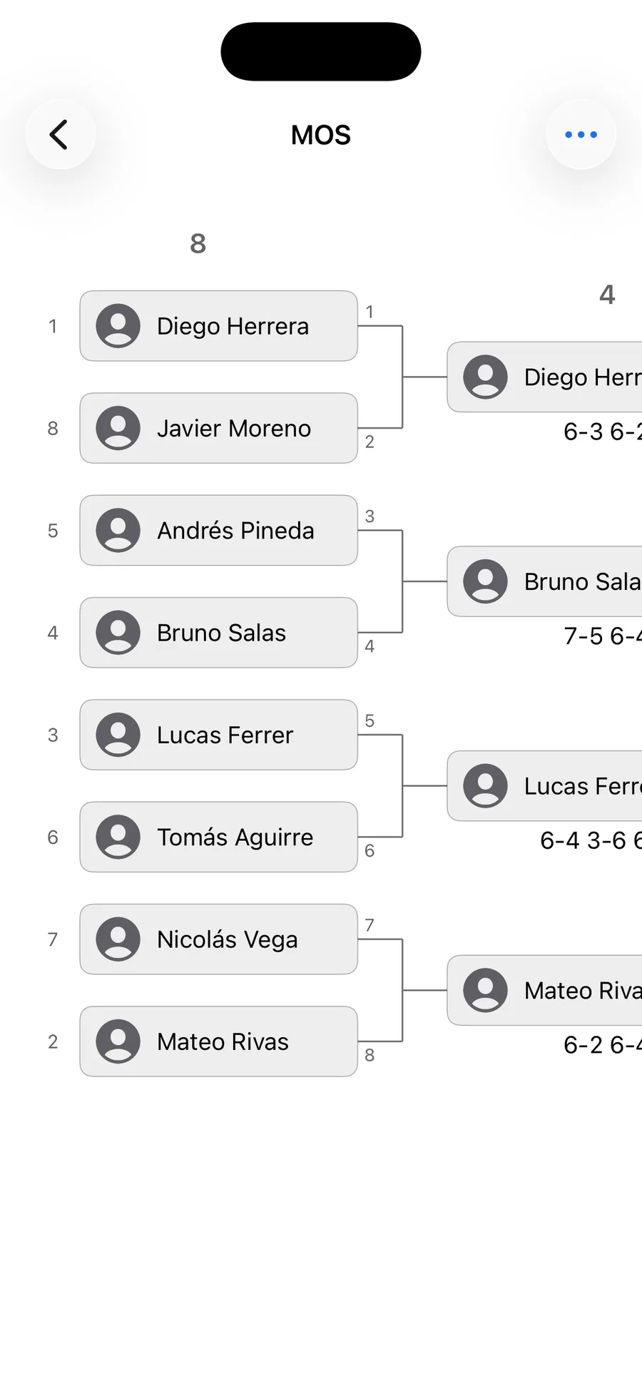 Placeholder image: a tournament draw shown in the AirScoreboard Organizer app.